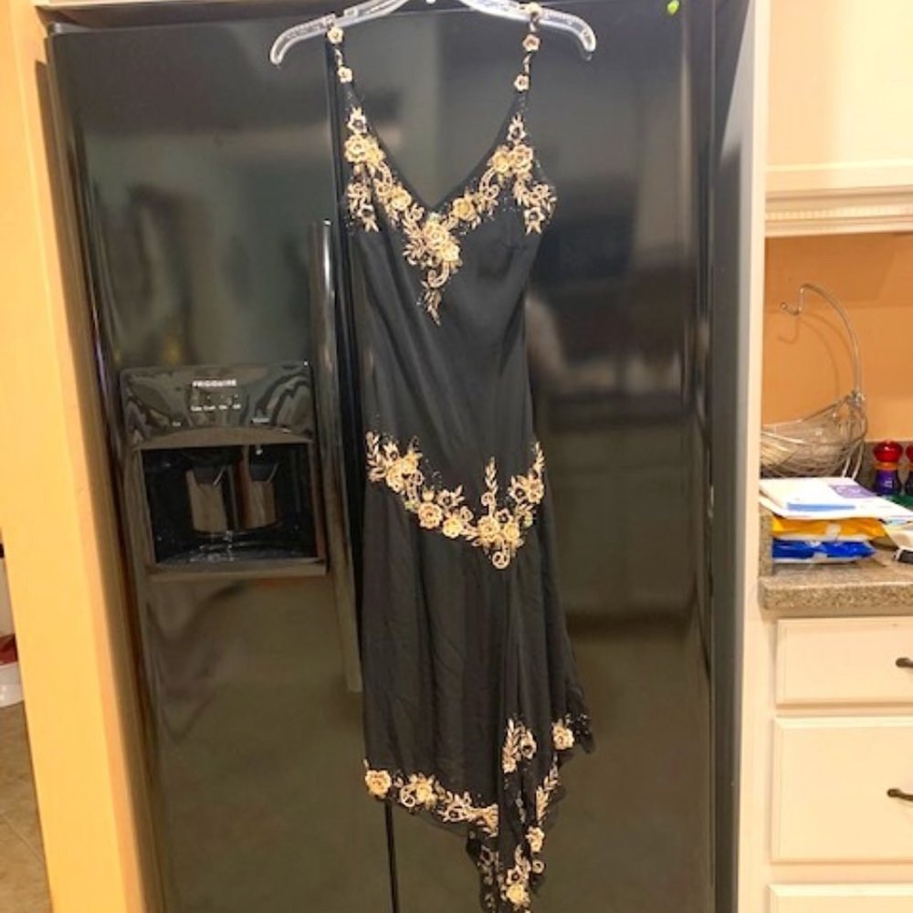 Cache Black Silk Dress w/Gorgeous Detailing!